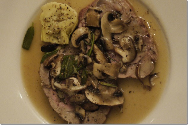 Veal roulade with sage, mushrooms and artichoke
