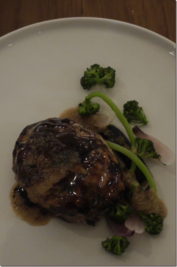 Pig’s jowl with broccolini  and sliced radish