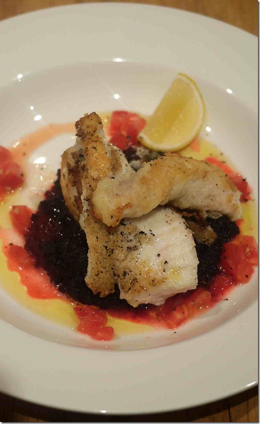 Monk fish with purple carrot puree