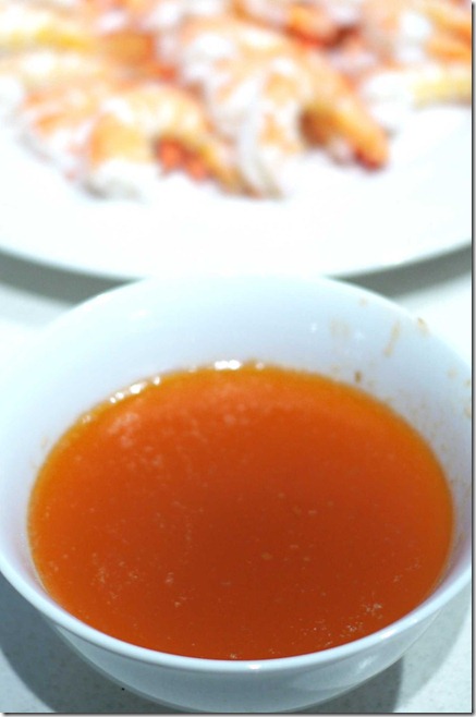 Bright orange prawn flavoured vegetable oil