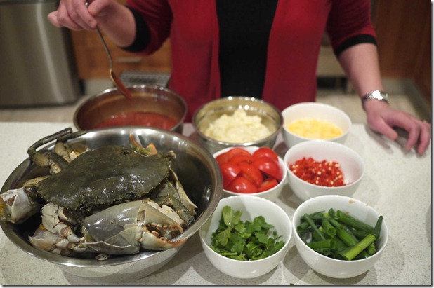 Fresh ingredients for Singapore chilli crab