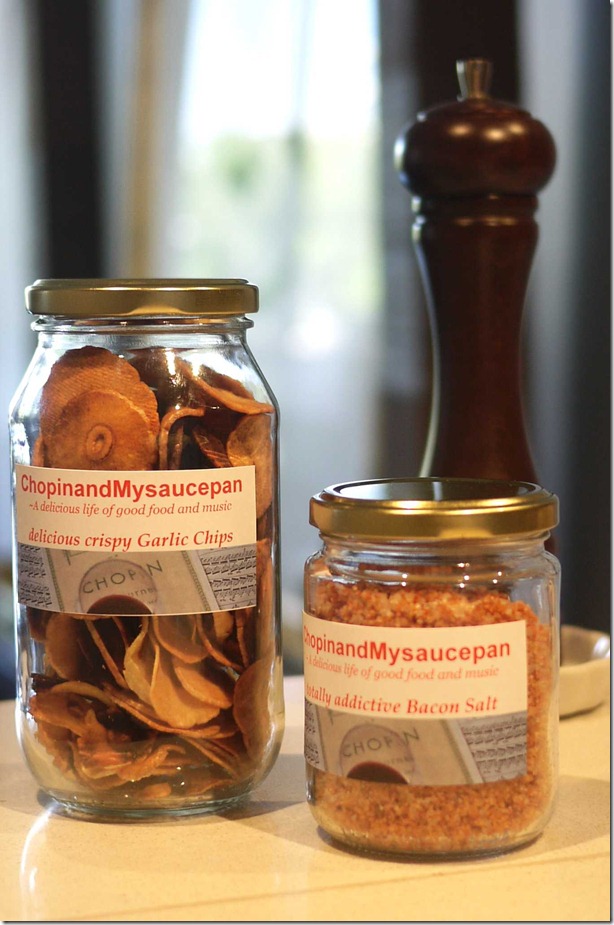 ChopinandMysaucepan's home-made garlic chips and bacon salt 