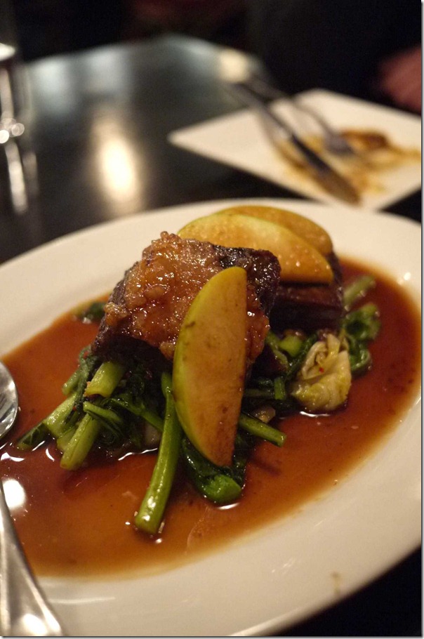 Braised Asian wagyu beef brisket with baby bok choy and green apple $19.50