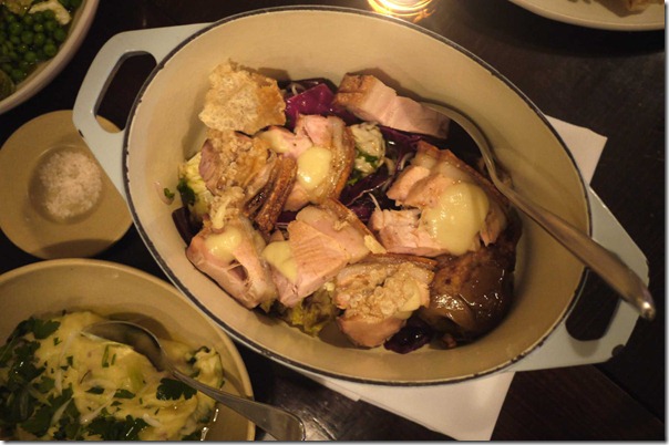 Roast Pork with apple colcannon and pickled cabbage $48