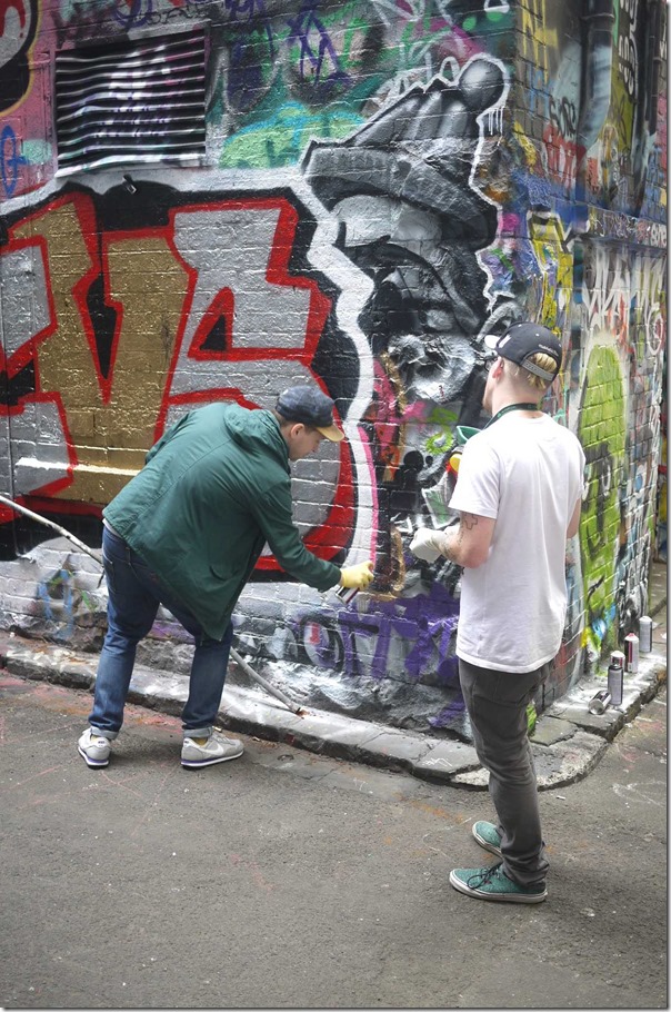 Street artists at work, Hosier Lane, Melbourne