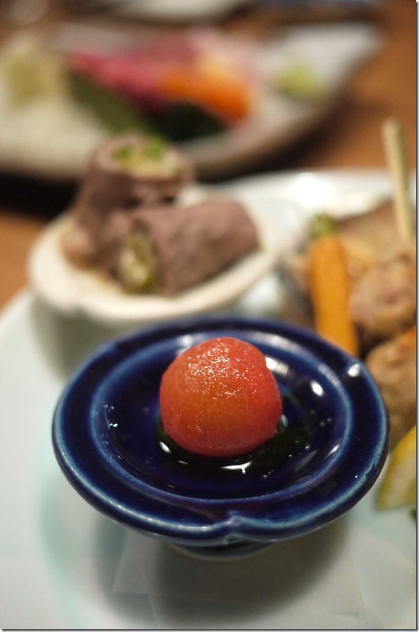 Chilled tomato, part of Azuma style 'amuse-bouche' $26