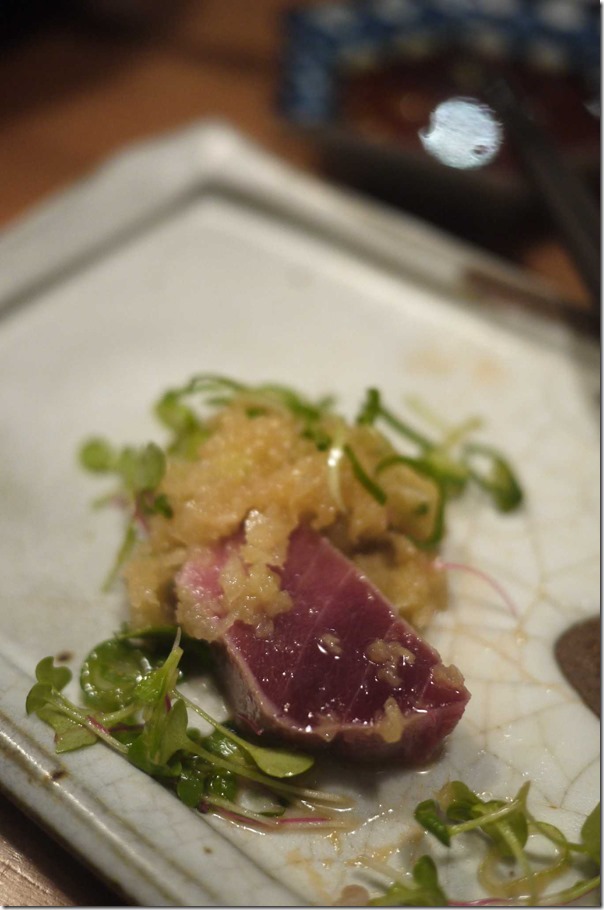 Seared tuna with daikon radish & ponzu dressing 
