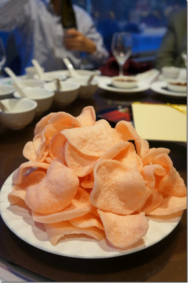 Complimentary prawn crackers