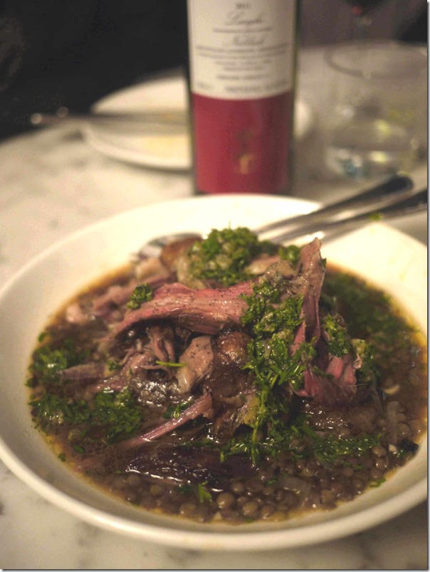 Slow-roasted goat with lentils and salsa verde $42