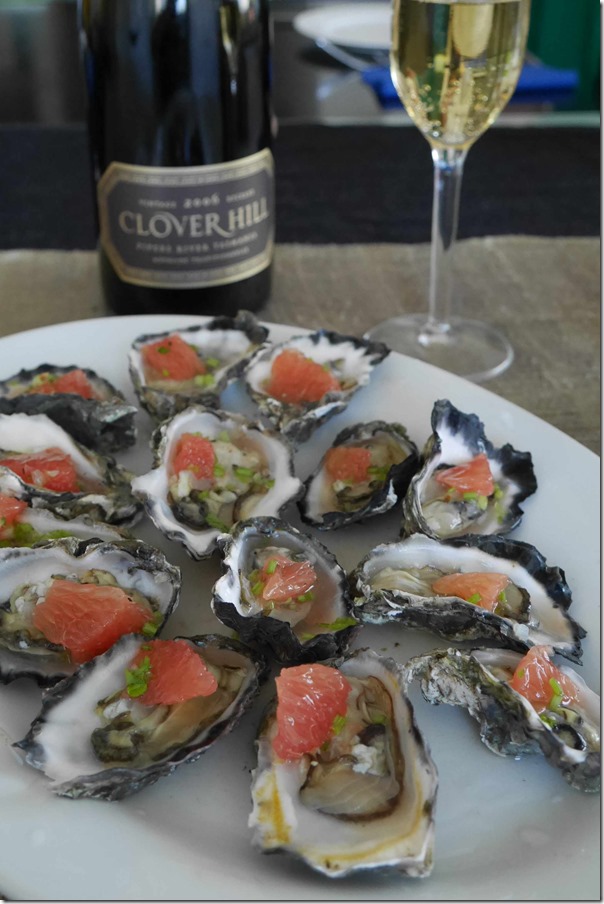Pacific oysters with ruby grapefruit vinaigrette