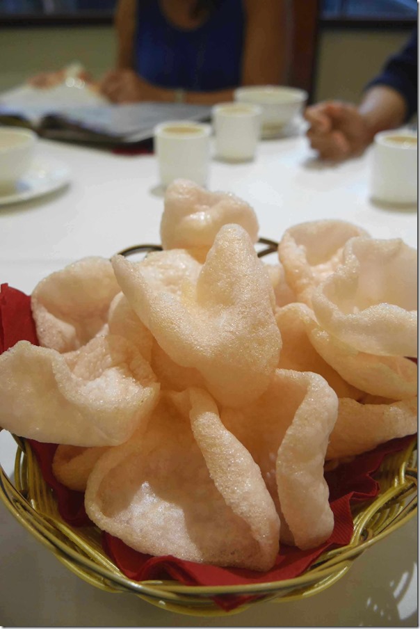 Complimentary prawn crackers