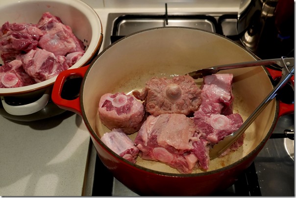 Sear meat in pot