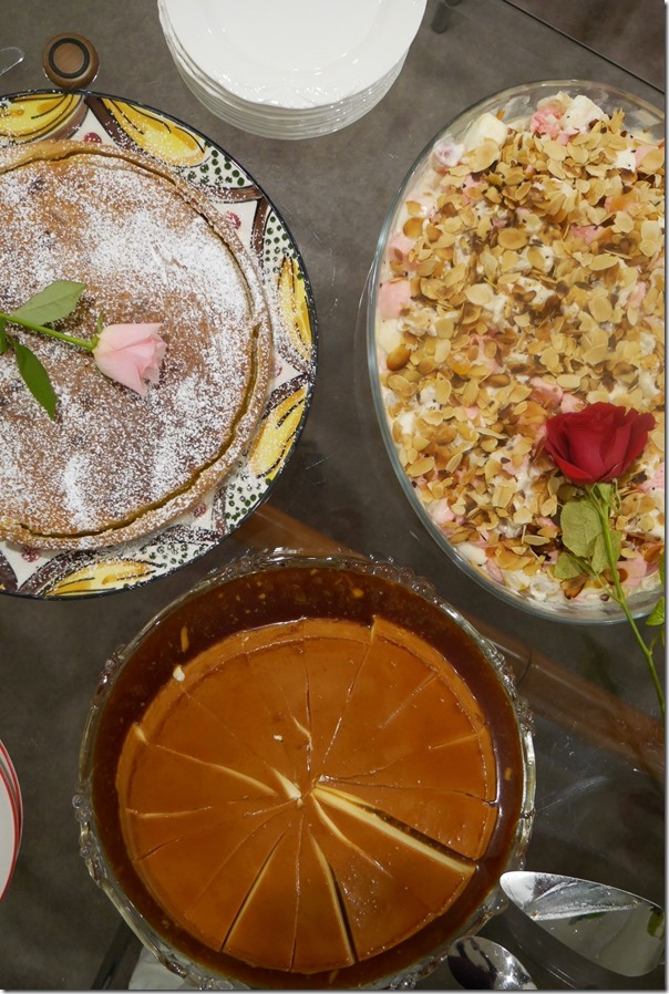 Desserts galore ~ Clockwise top left: Tecula Mecula, marshmellow & almond delight, creme caramel