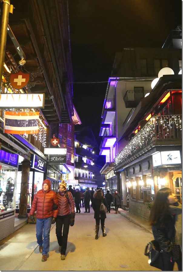 Night shopping along Bahnhofstrasse, Zermatt