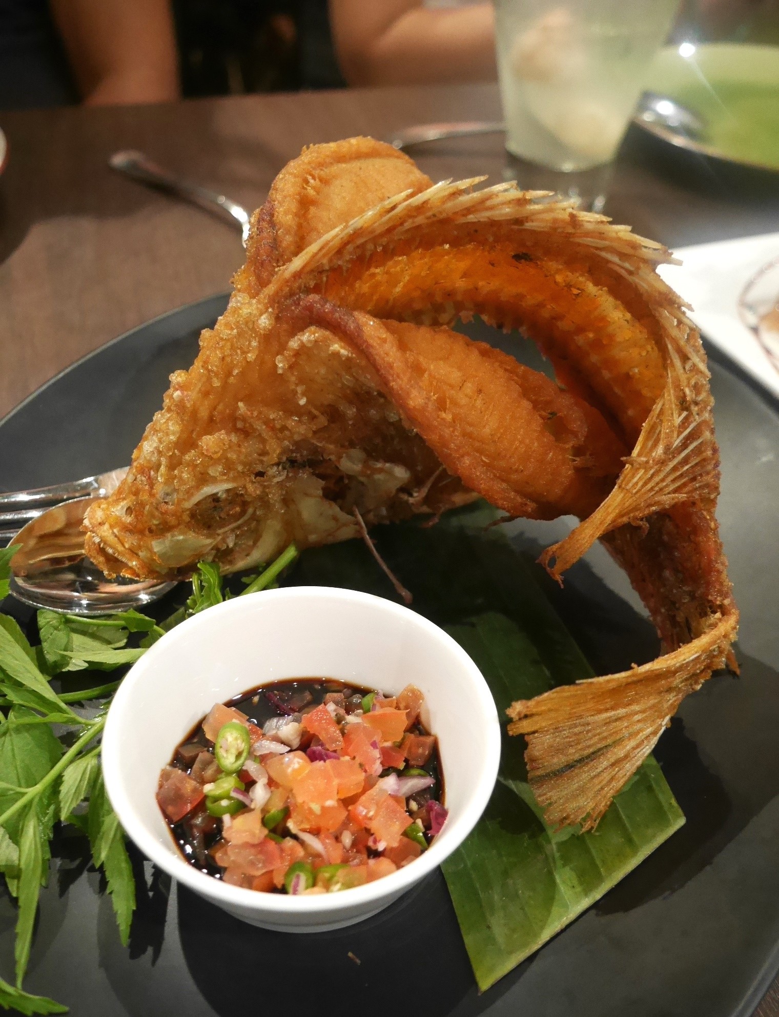 Crispy deep fried fish with sambal dabu-dabu